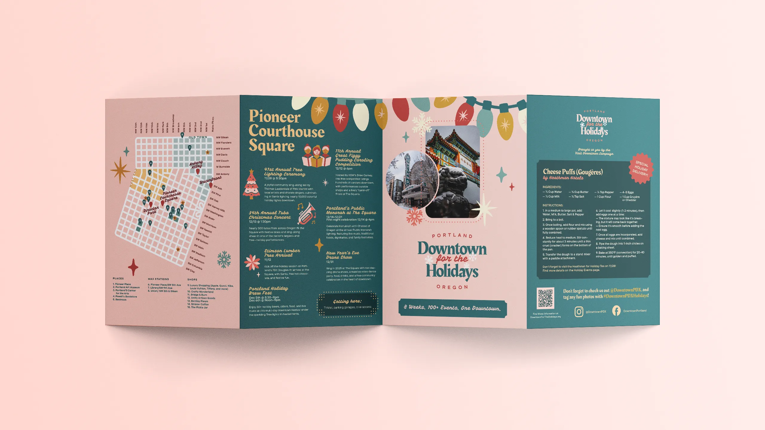 Downtown for the Holidays brochure — front